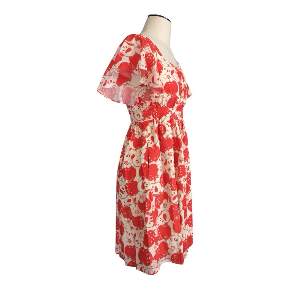 ModCloth Apple Print Flutter Sleeve Dress Size M - Picture 3 of 6